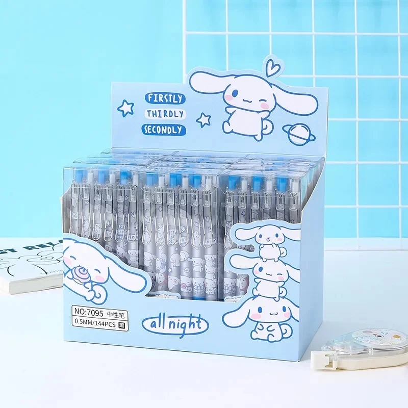 Gel Pens Sanrio 12pcs Cartoon Hello Kitty Kuromi 0.5mm Black Student Stationery Office Pen Kawaii Student Exquisite Gift