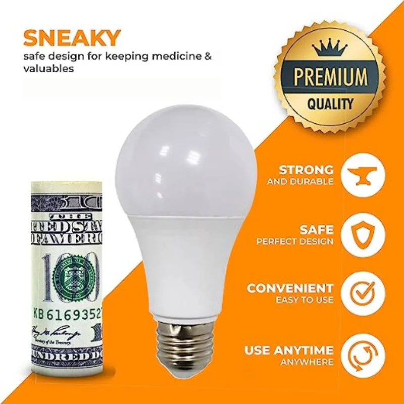 Sight Secret Stash Light Bulb Diversion Safe Home Discreet Storage Container Funny Piggy Bank Toy NOT a Real Light Bulb money saving box piggy bank