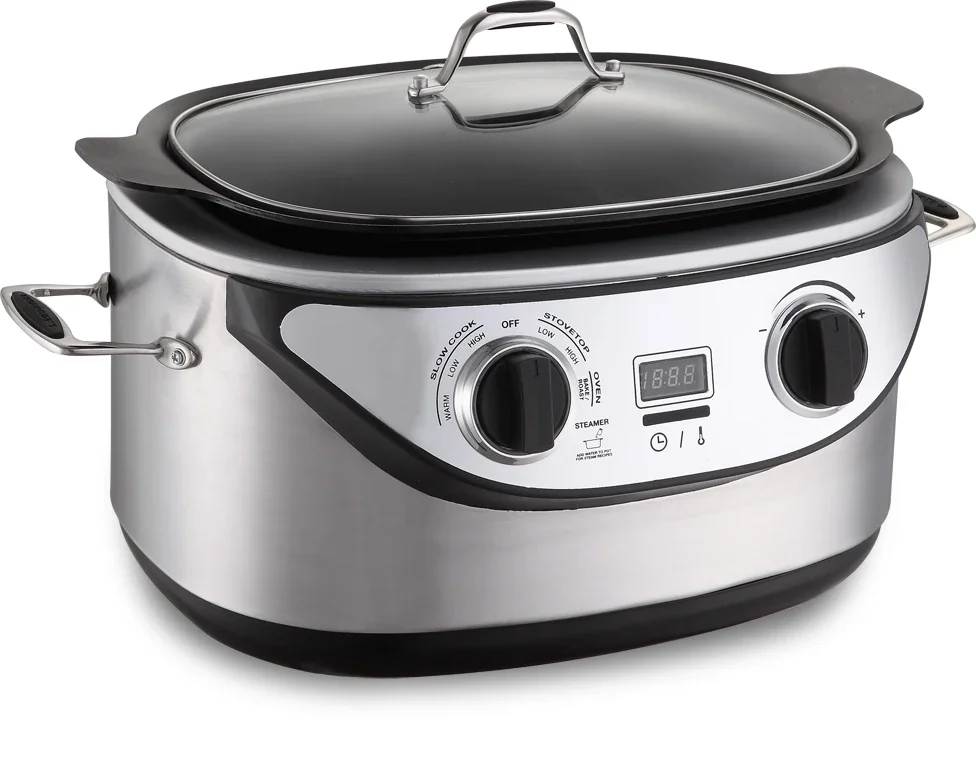 Slow Cooker 7-in-1 Programmable Multi-Cooker Pot 6-Quart,Delay Timer&Auto-iQ Recipes,Rice Cooker,Brown,Saute,Boil,Steamer,Yogur