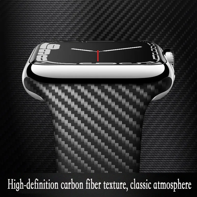 Silicone Strap For Apple Watch Band SE 7 6 5 Strap 44mm 42mm 45mm 41mm 38mm carbon fiber Wristband Silicone Bracelet