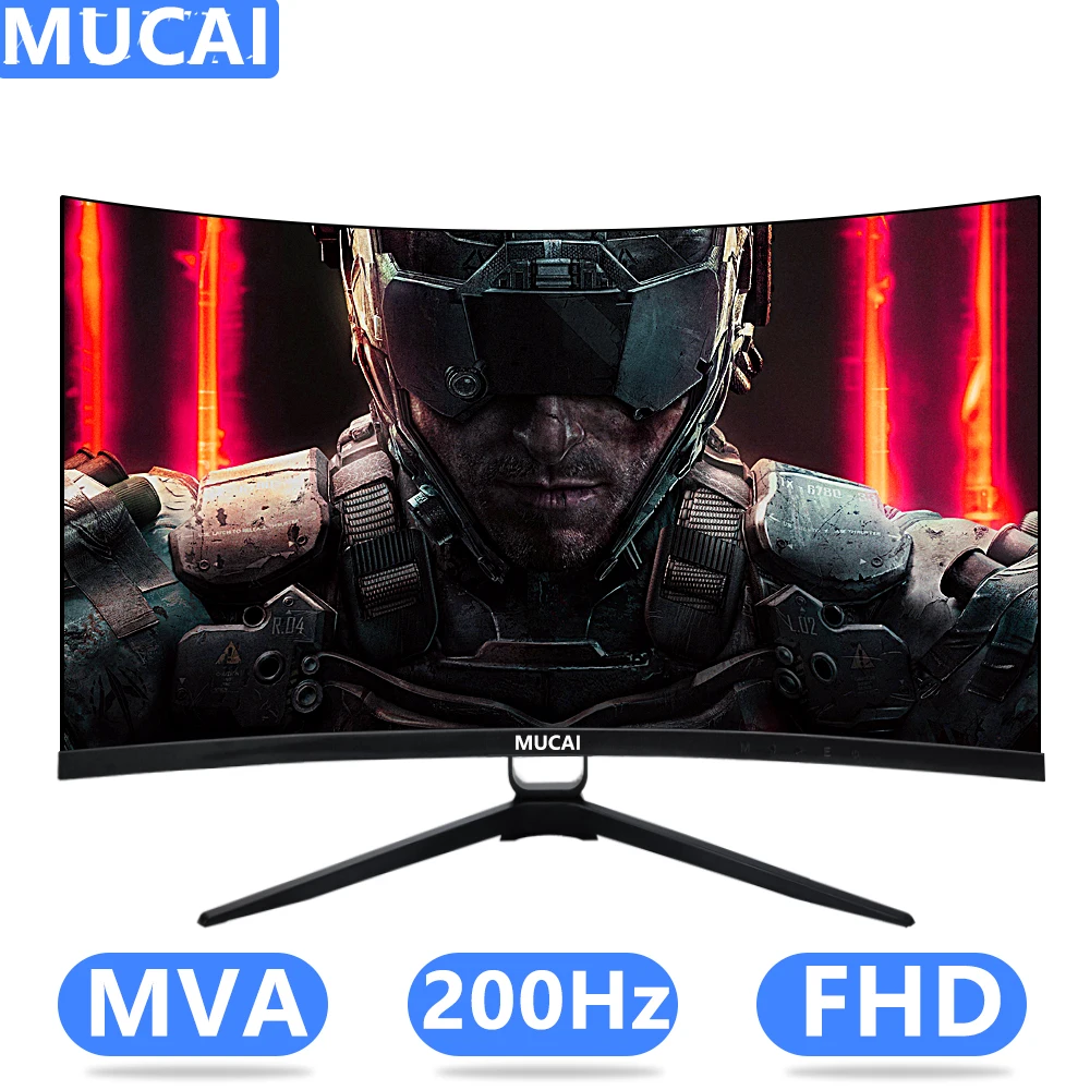 

MUCAI 27 inch Monitor 165Hz Curved 16:9 Display MVA 200Hz FHD Desktop LED Game Computer Screen 1800R DP/1920 * 1080