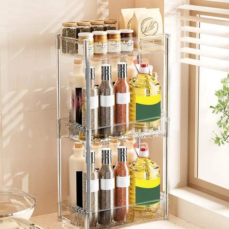 

2/3 Tier Spices Rack Organizer Cabinet Spices Rack High Fence Storage Rack Under Sink Organizers and Storage Under