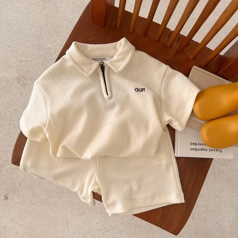 newborn baby clothing set Children's polo shirt boys baby clothes summer lapel short-sleeved T-shirt girls clothes shorts solid color cotton two-piece set baby shirt clothing set