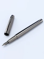 High-End Silver Gray Metal Pen with 0.5mm Medium Iridium Tip for Professional and Everyday Use (1 pc)