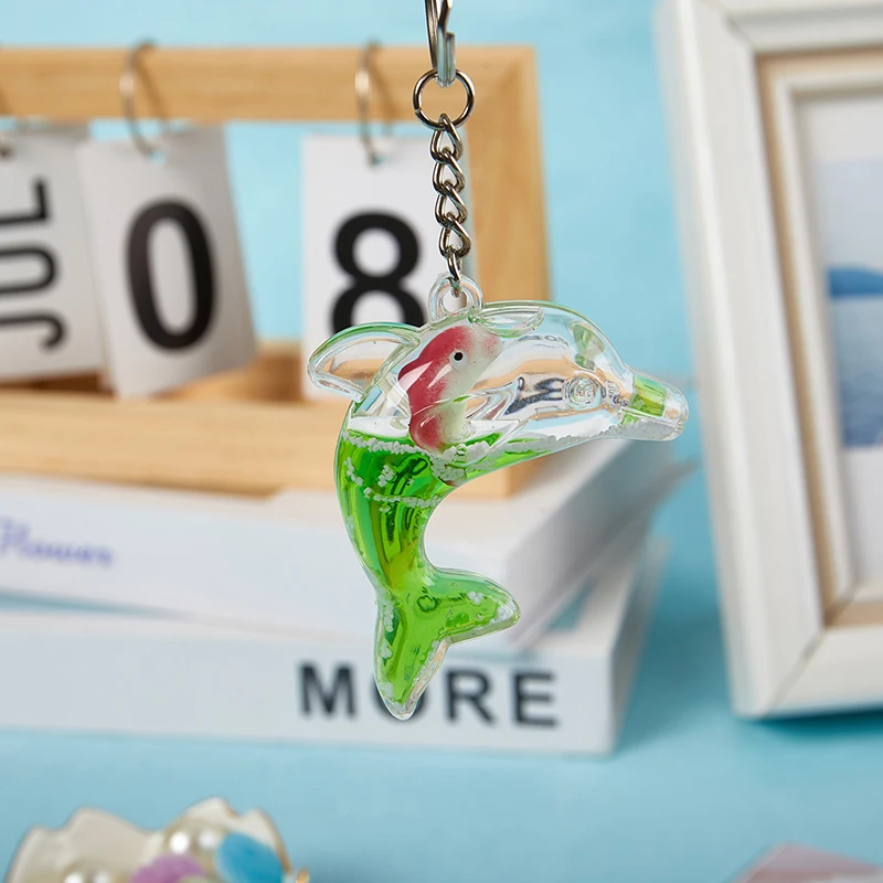 Kawaii schwimmende flüssige Delphin Schlüssel bund für Autos chl üssel niedlichen Wal Ozean Anhänger Zubehör Schlüssel bund Frauen Tasche Charms Schlüssel ring – Detail 9