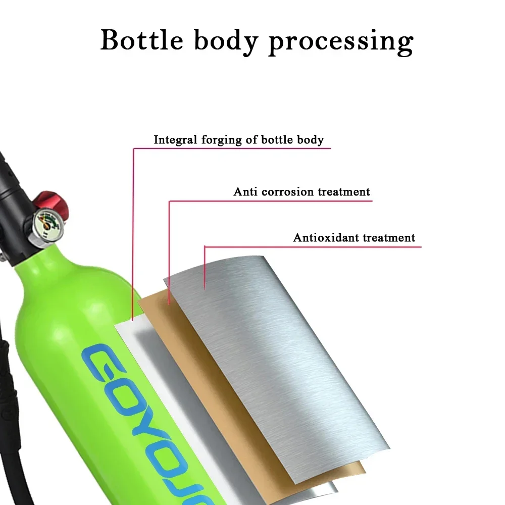 Air Tank 1L Mini Snorkel Equipment 10-15 min Scuba Diving Oxygen Tank Outdoor Entertainment Diving Equipment Suit Water Sports