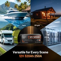 Batteries au lithium LiFePO4 Humsienk 12V 314Ah avec Bluetooth, BMS 200A, rechargeables pour camping-car, voiturette de golf, camping, bateaux de pêche 6