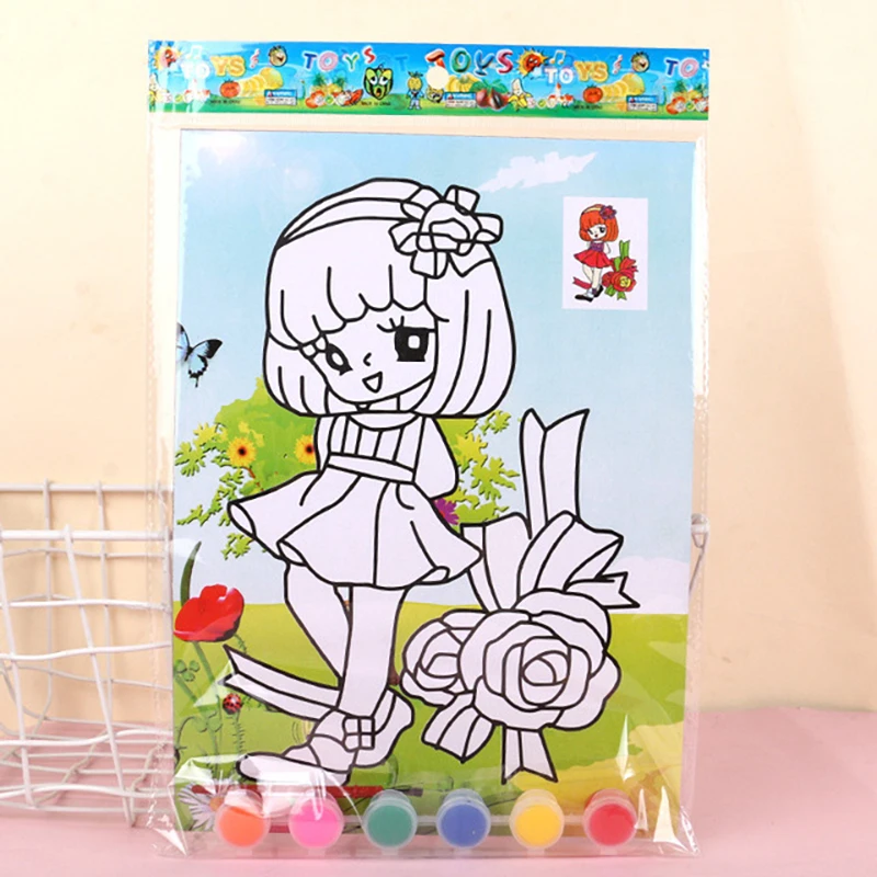 Creative DIY Sand Painting Kids Montessori Toys Children Crafts Doodle Colour Sand Art Pictures Drawing Paper Educational Toys