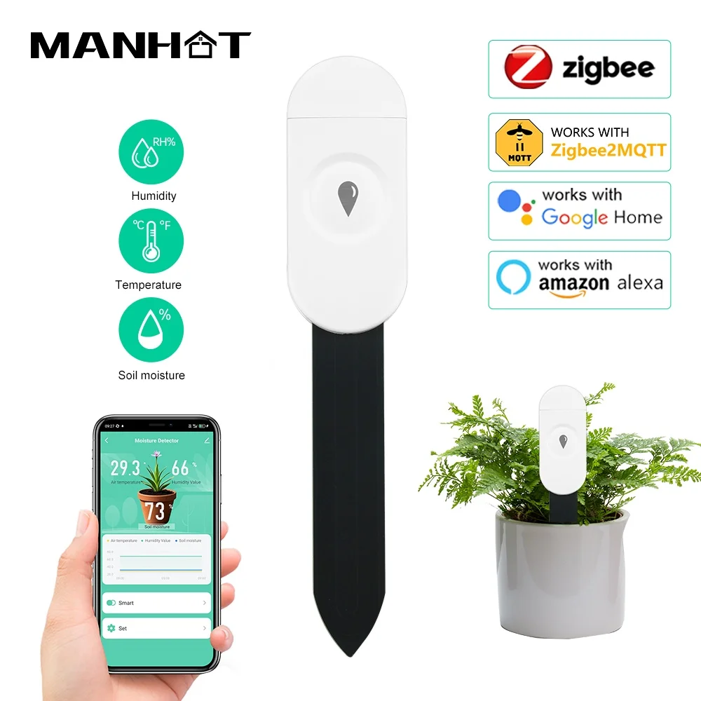 เครื่องตรวจดินอัจฉริยะ Zigbee ตรวจสอบความชื้น อุณหภูมิ ควบคุมการให้น้ำอัตโนมัติ