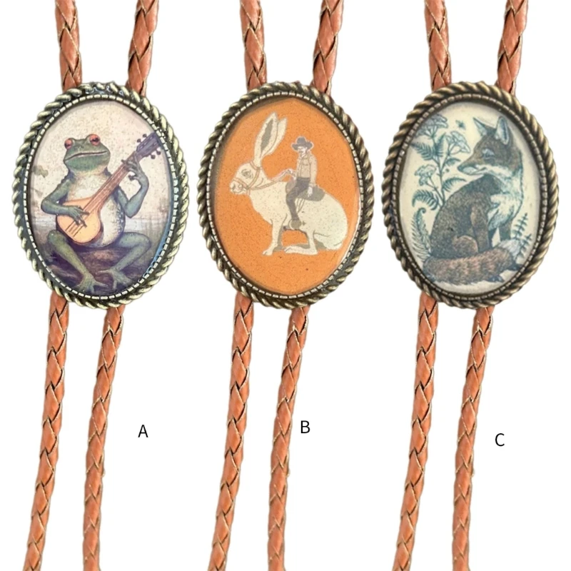 

Western Cowboy Banjo Animal Pendant Bolo Tie Necklace Necktie Shirt Collar Chain