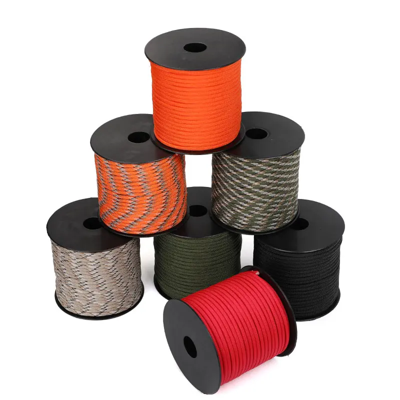 550 Reflective Paracord Roll Parachute Cord Outdoor Lanyard Survival Rope 9 Strand Core 100m Polypropylene & Polyester Parachute Paracord