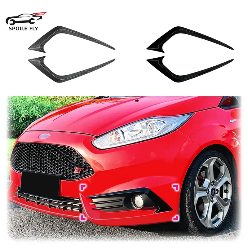 Da 2012 A 2017 Per Ford Fiesta St Mk6 Paraurti Anteriore Lip Fog Front Light Frames Cover Trim Sticker Da Abs Gloss Black Carbon Fiber