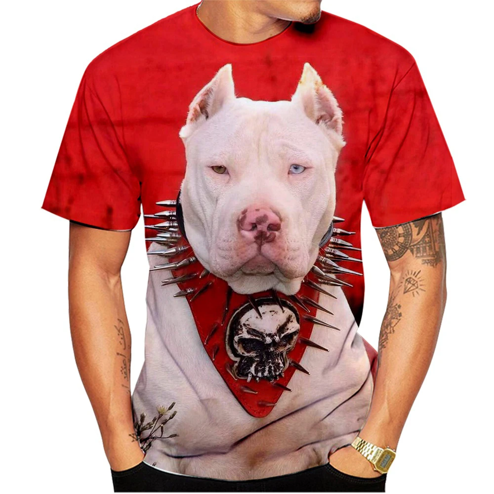 2023 New 3D Pitbull Dog Painting Man Casual T-Shirt Xxs ~ 6Xl