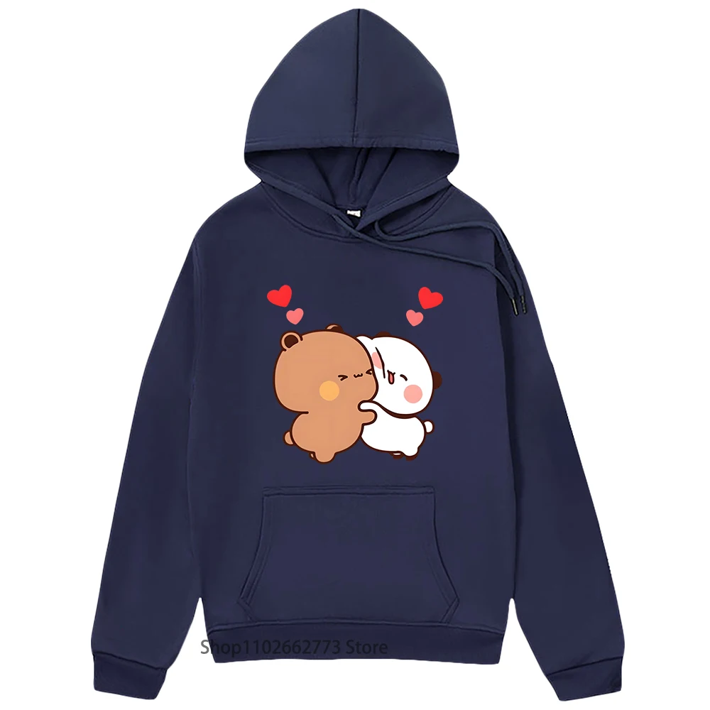

Panda and Brownie Bear Couple Hoodies for Teen Girls Kawaii Graphic Bubu Dudu Sweatshirt Women/Men Cartoon Clothes Spring Tops