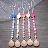Baby Personalized Name Wood Nipple Holder Clip Pacifier Teething Chew Toy Food Grade Infant Teether Dummy Chain Shower Gift 1