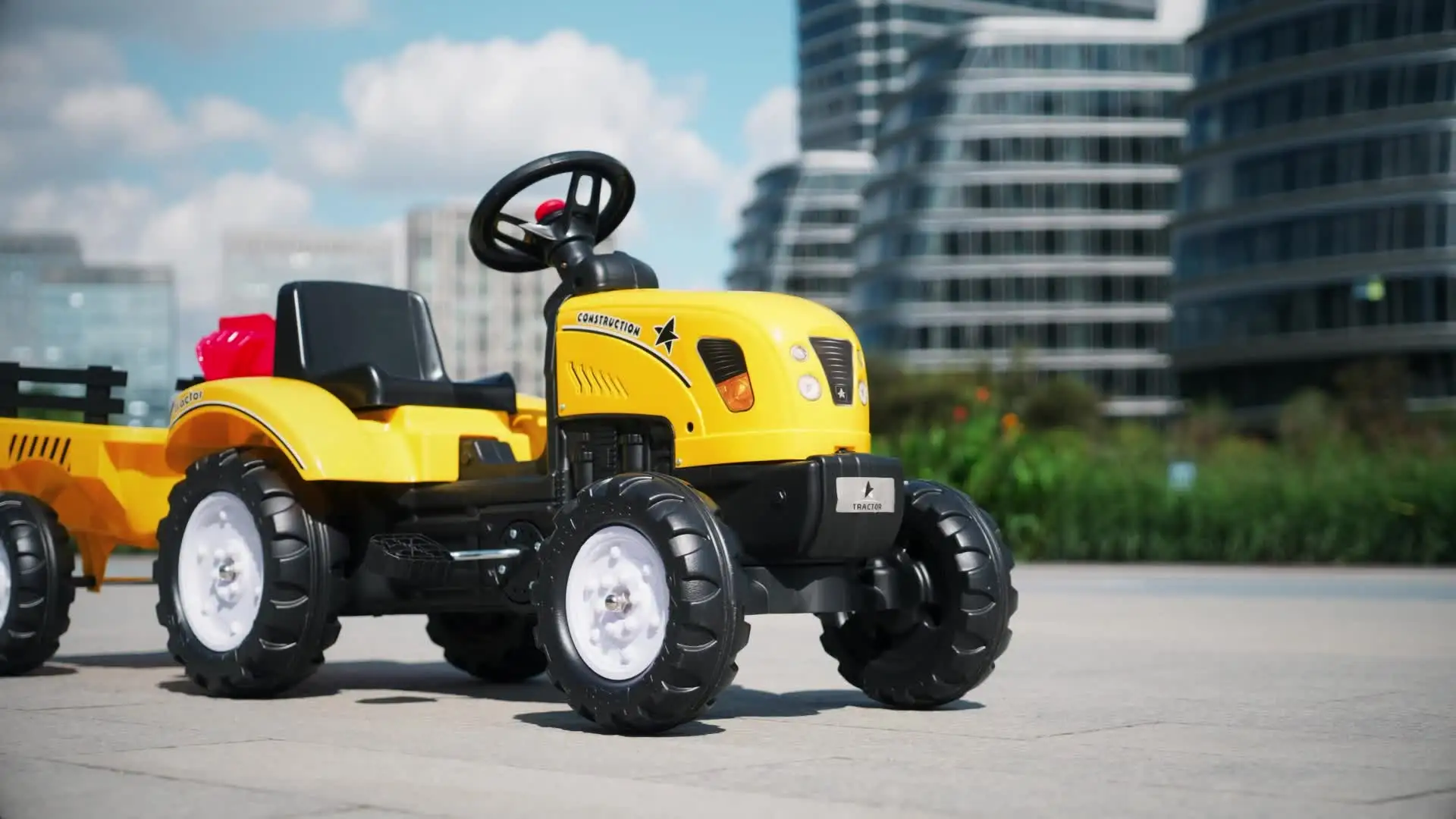 Trattore A Pedali Per Bambini HOMCOM Con Rimorchio - Giallo, Per 3+ Anni, Fino A 35 Kg