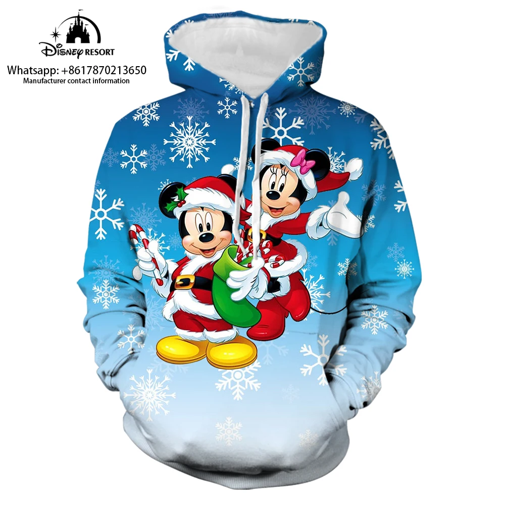 

New Mickey and Minnie Cartoon Christmas Collection Hoodie Women's Streetwear Fall Long Sleeve Disney Branded Casual Sweatshirt