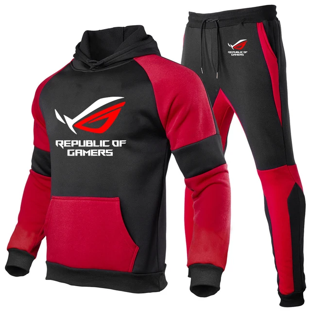 ROG Republic of Gamers-Sweats à capuche zippés pour hommes, pantalons de survêtement Harajuku, sports, confortables, polyvalents, imbibés, printemps, automne, nouveau, 2024 1
