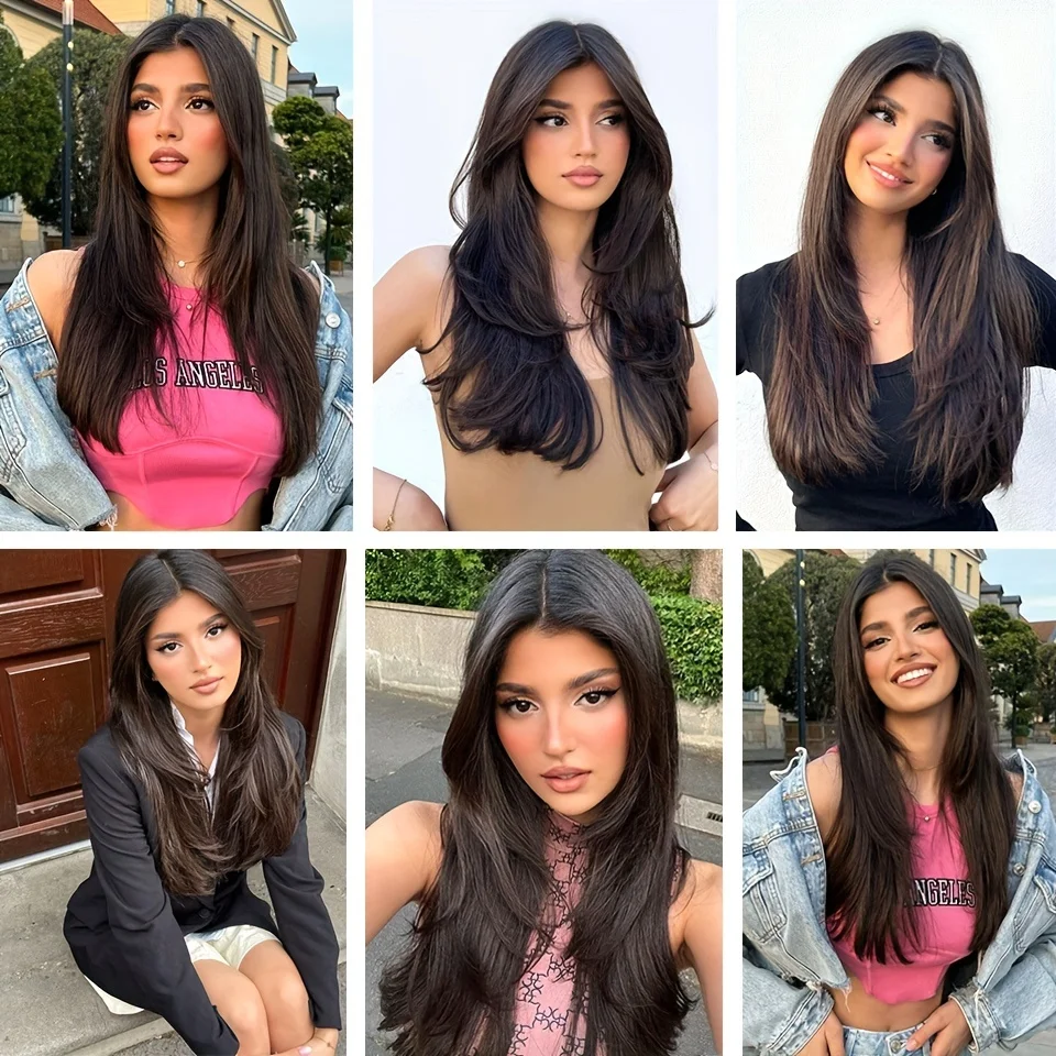 Synthetic Hair Extension Black Clip In Hair Pieces for Women