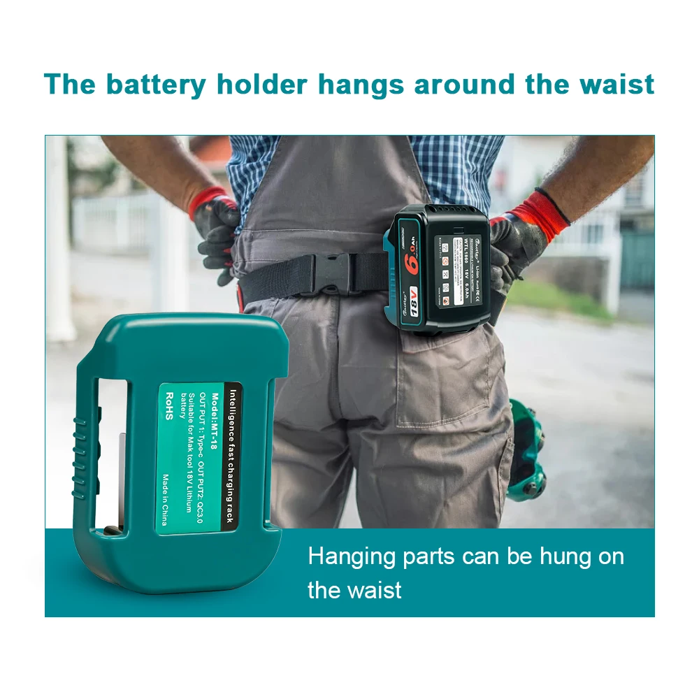 Makita 배터리 Dewalt/Bosch 18V/20V 배터리용 듀얼 출력 인터페이스가 있는 Waitley 어댑터는 보조 배터리로 변환됩니다.