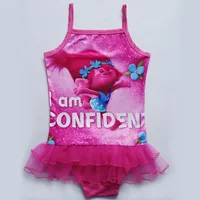 Kids Swimwear for Girls Cute Cartoon Trolls One-pieces Bikini Baby Girl Kawaii Tutu Dress Swimsuit Beach Swimming Swimsuit