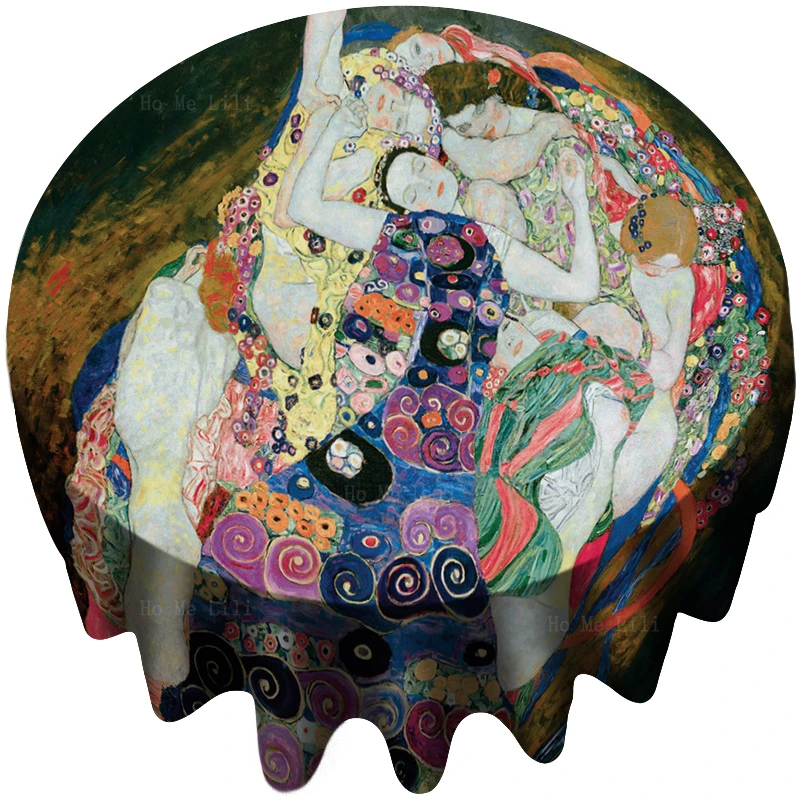 

Art Nouveau The Virgins Abstract Painting Girls Portrait Aesthetics Background Round Tablecloth By Ho Me Lili For Tabletop Decor