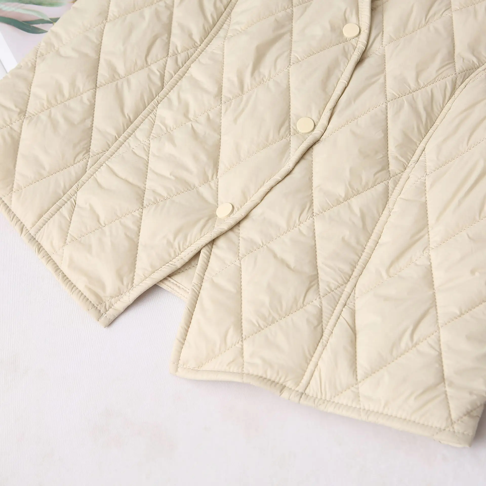 Plus Size Women Sleeveless Vets Autumn Winter New Parka Fashion Thin Slim Padded Coat 312