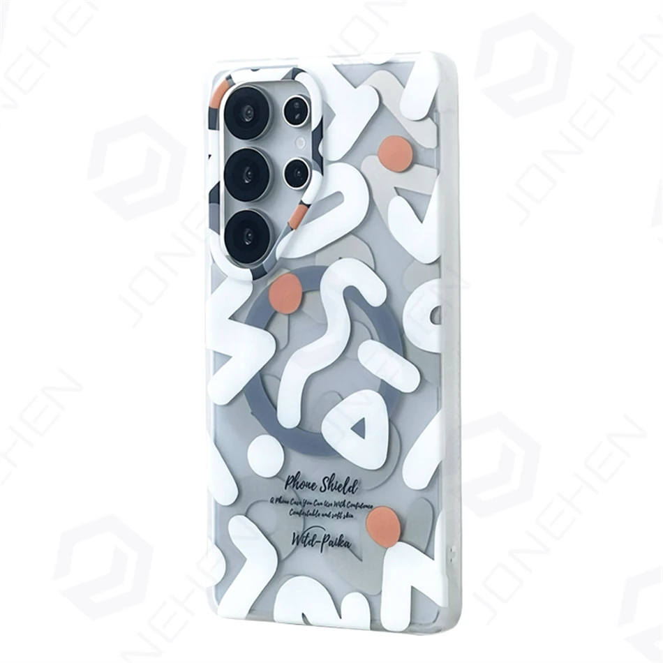 Geometric Graffiti Shockproof Magnetic Wireless Charge Case Cover