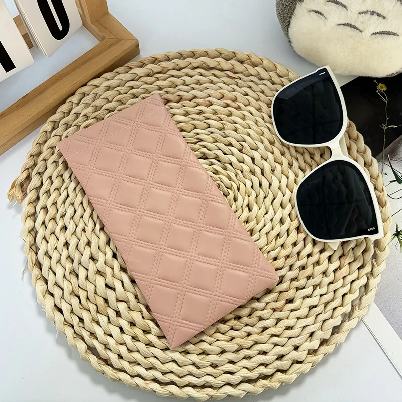 PU Leather Diamond Glasses Bag Automatic Closed Shades Protective Cover Eyewear Pouch Makeup Brush Waterproof Organiser