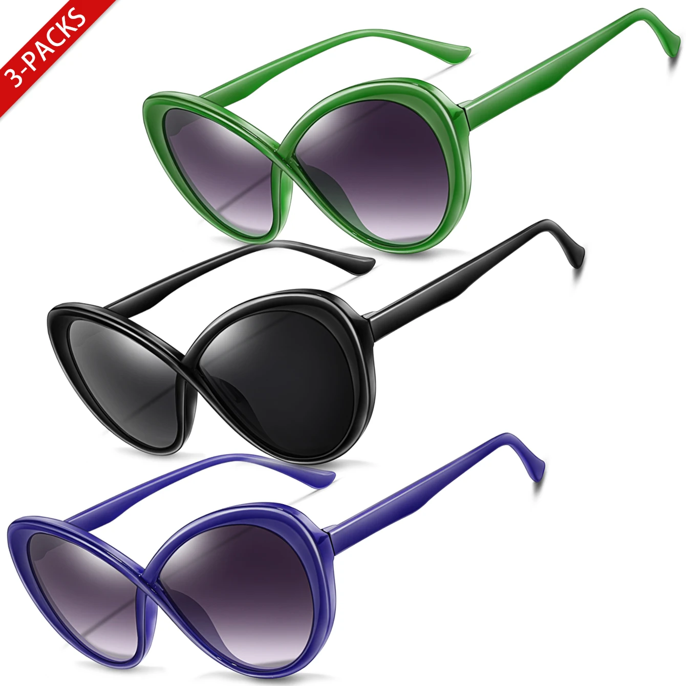 3 Pairs Womens Cycling Sunglasses Oval Shades