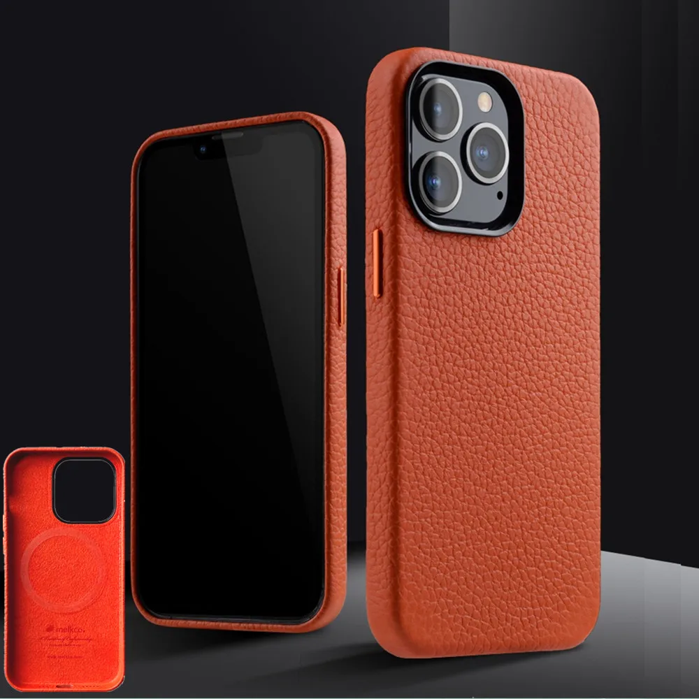 

Melkco For Magsafe Premium Leather Magnetic Wireless Case for iPhone 14 Pro Max Genuine Cowhide Business Full Coverage Cover