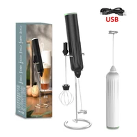 Electric Milk Frother USB Rechargeable Wireless Milk Foamer Coffee Whisk Mixer Egg Beater Mini Frother Handle Stirrer 3 Speeds 1
