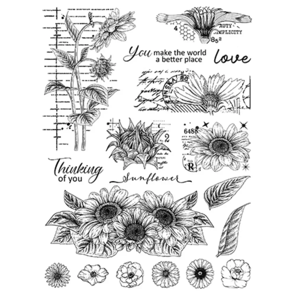 Plant Sunflower Mushroom Clear Seal Silicone Stamps 15*20cm for Album Scrapbooking Label Craft Supplies