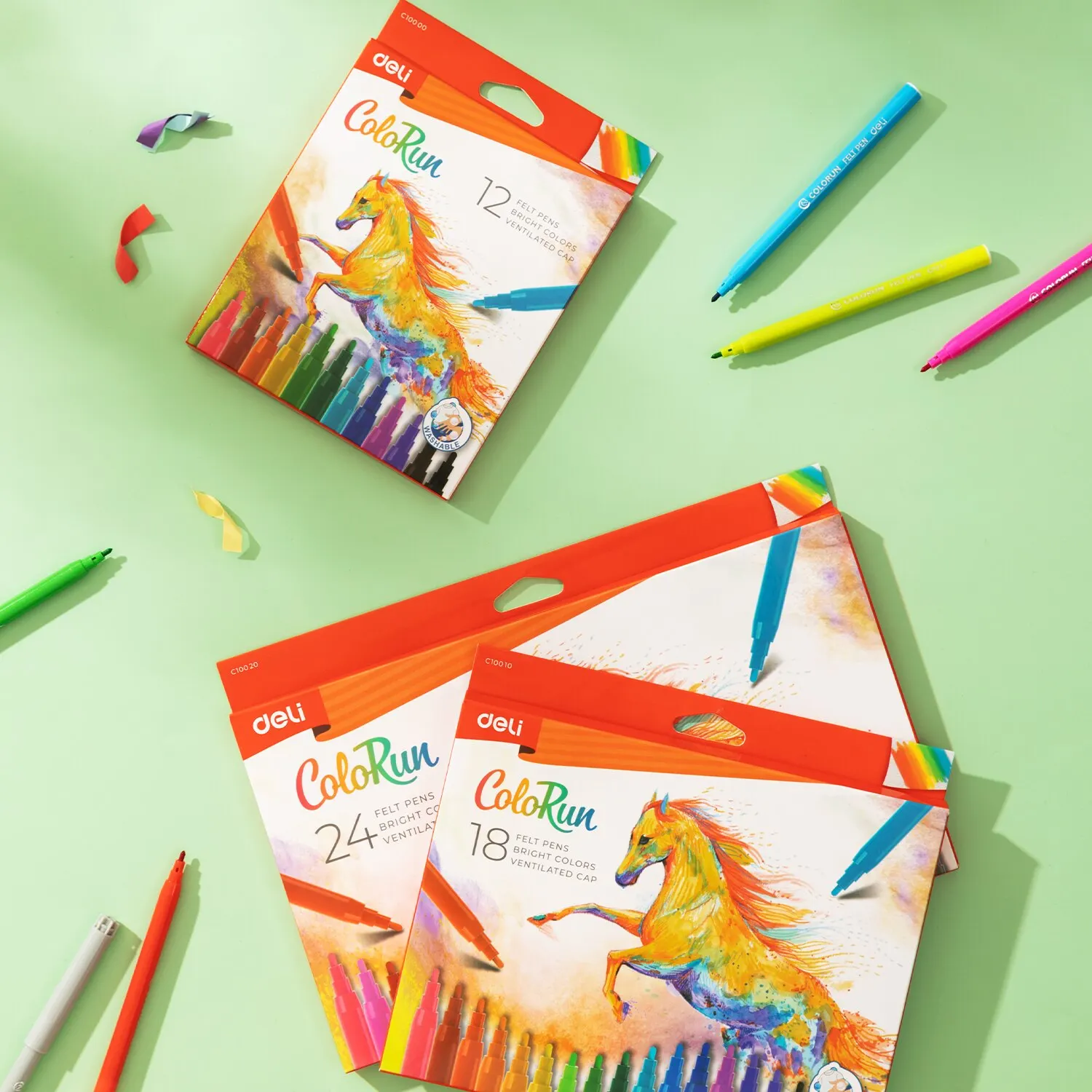 Deli 24 Colors Watercolor Pen Felt Pen Drawing Children DIY Marker For School Stationery Supplies Students Painting washable watercolor pen