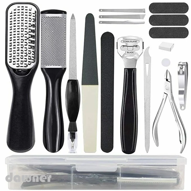 17Pcs/Set Professional Pedicure Kit Foot File Callus Remover Best Feet Care Feet Heels Toe Tool Hard Skin