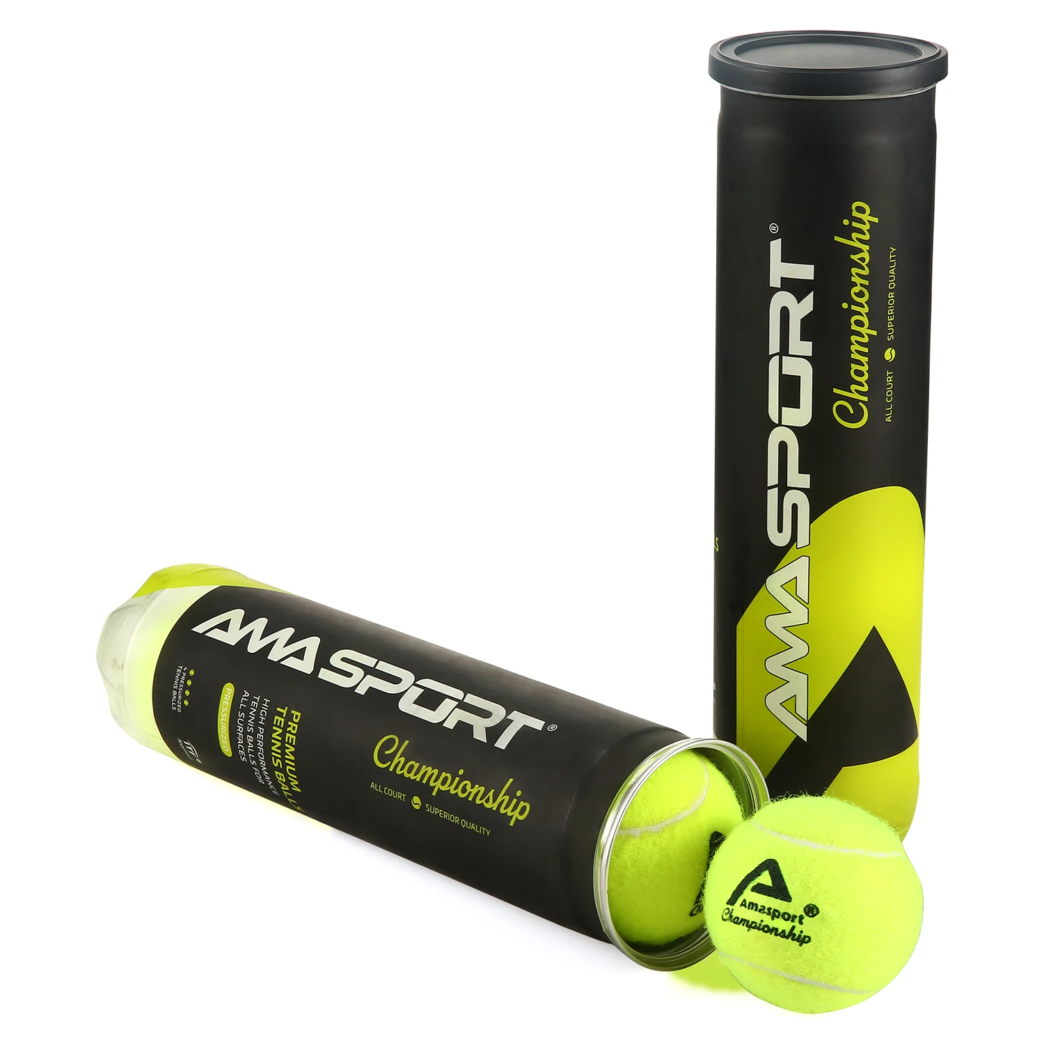 AMASPORT Championship Pressurized Tennis Balls 4 Balls/can for Training Practice Regular Duty Felt Pressurized Tennis Ball