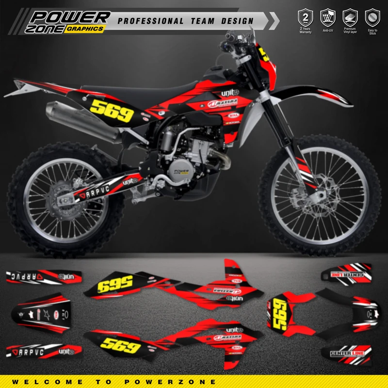 

Персонализированные графические наклейки PowerZone Team, Набор наклеек для Husqvarna 08-13FE250 2008-2013, наклейки 06