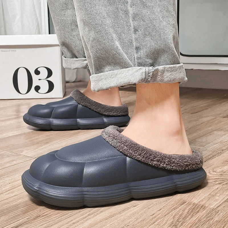

Slippers Men's Home Eva Cotton House Sandals Indoor House Anti-slip Waterproof Explosive Style Winter Warm Plush Casual Shoes