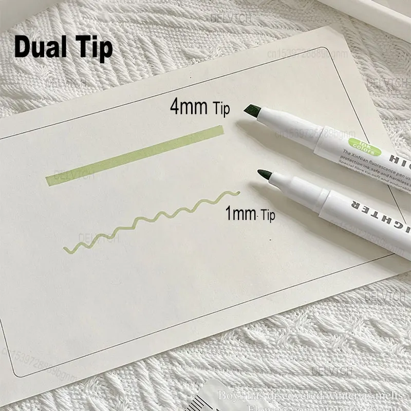 Pastel Highlighter Pen Dual Tip 1mm 4mm Soft Color Art Marker Double Head Drawing Fluorescent Pen 5/15/30Pcs Set Highlighter Pen Marker Pen Highlighter Marker Art Marker