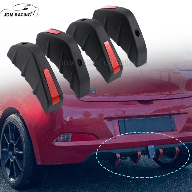 4pcs Black＆red Universal Car Modified Rear Bumper Diffuser
