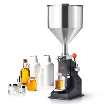 SucceBuy A03 5-50ml/5-100ml Manual Liquid Filling Machine Paste Bottle Filler Adjustable with Hopper for Juice Shampoo Honey 1