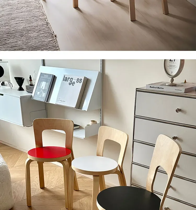 Modern Simple Ins Style Designer Chair Nordic High-end Light Luxury Solid Wood Vintage Home Backrest Dining Chair