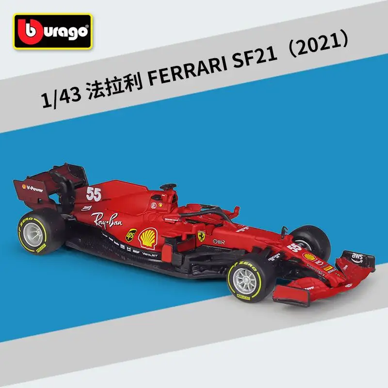 Bburago 1:43 F1 Racing Saison 2021 Ferrari Team Sf21 # 16 # 55 jouets de modèle de voiture fini en alliage de simulation