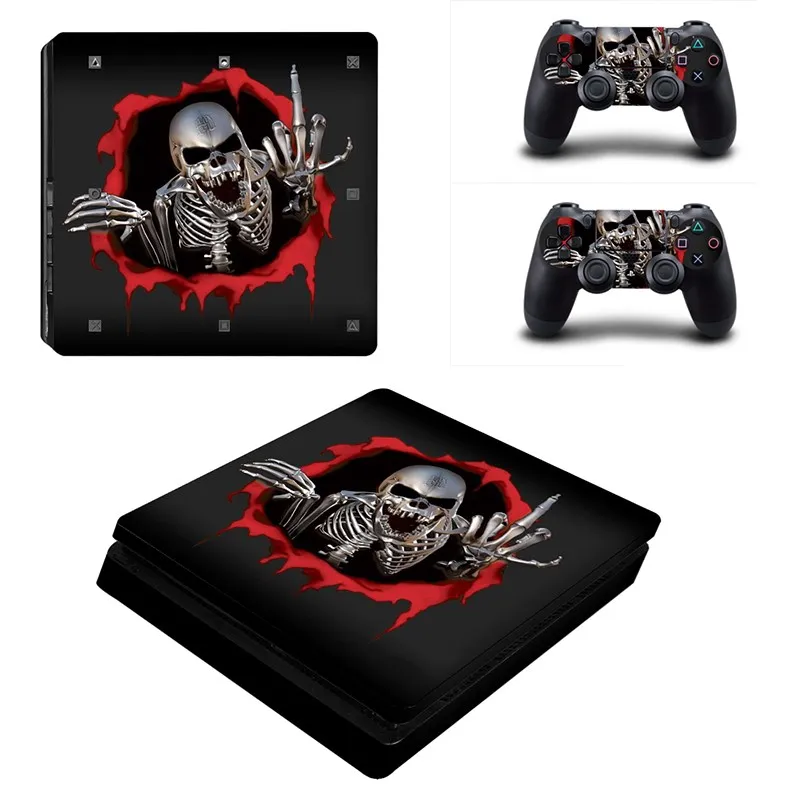 For PS4 Slim Vinyl Sticker For Sony Playstation 4 Slim Console+2 controller Protetive Sticker case For PS4 Slim Accessories 