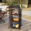 Camping Storage Drying Net 3 Layer Outdoor Hanging Mesh Drying Rack Net Basket with Poles for Cookware Tableware Plates Fruit 6