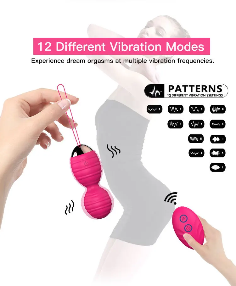 Vaginal tighten Exercise Kegel Balls 12 Speed Vibrating eggs Silicone Ben wa ball G Spot Vibrator Erotic sex toy for Women