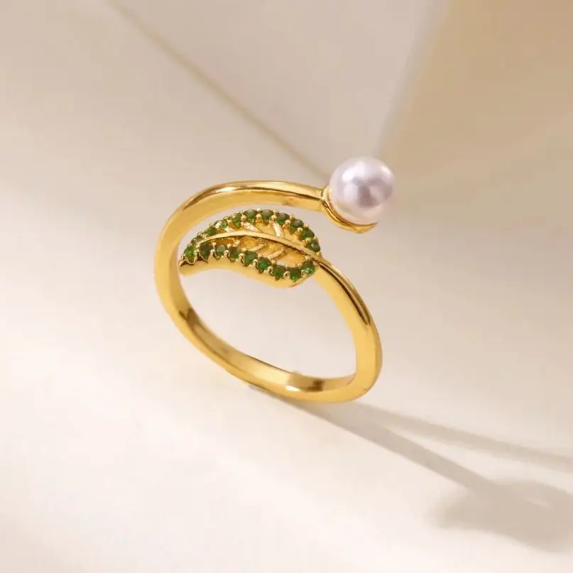 Zircon Green Leaf Rings For Women