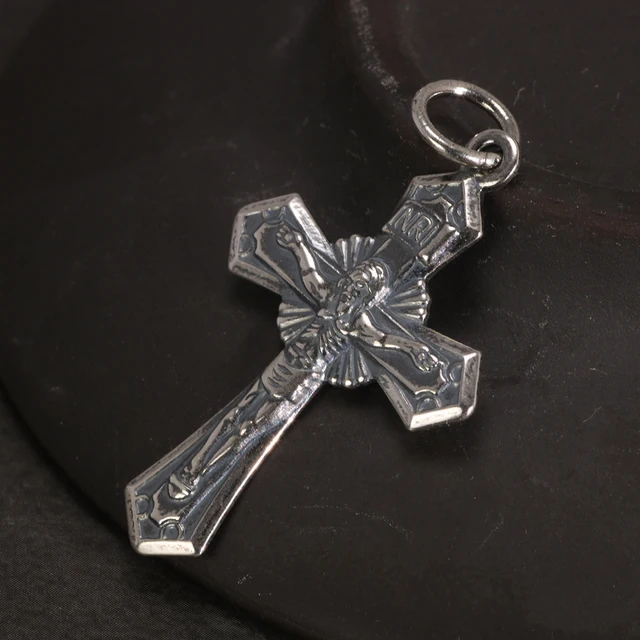 アクセサリー vintage silver925 Jesus cross necklace Vintage 925 Sterling Silver Jesus Christ Cross Mens Pendant