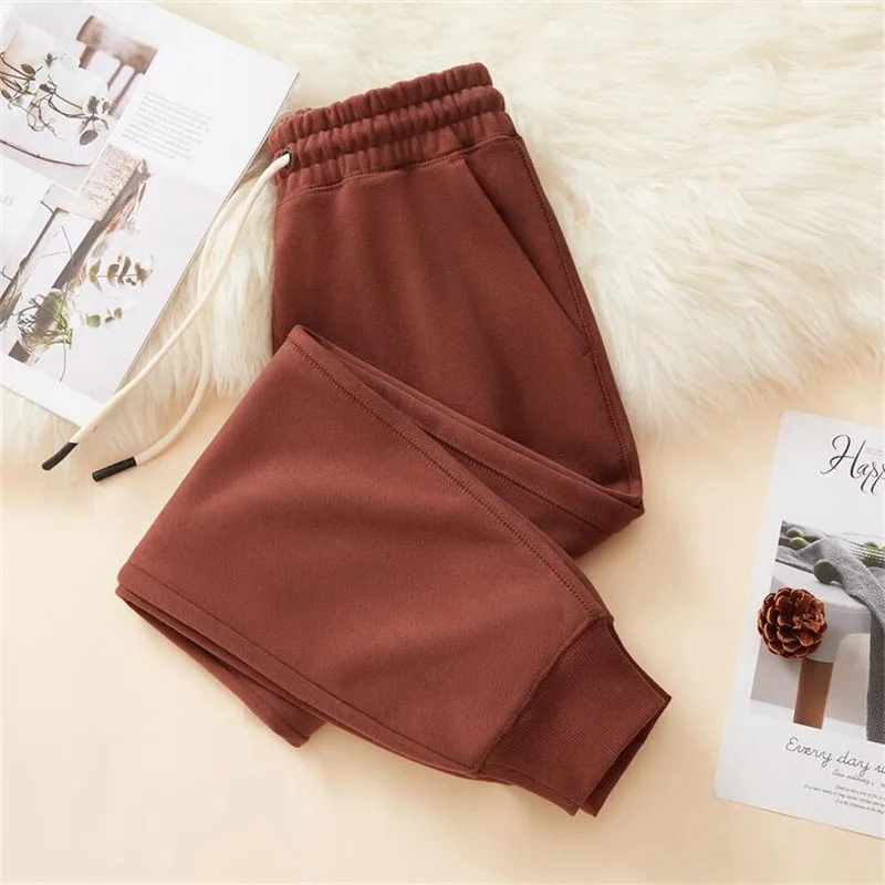 Women's Cotton Straight Pants Fleece Thicken Warm Sweatpants Loose Casual Trousers Female Autumn Winter Bundle Foot Harem Pants