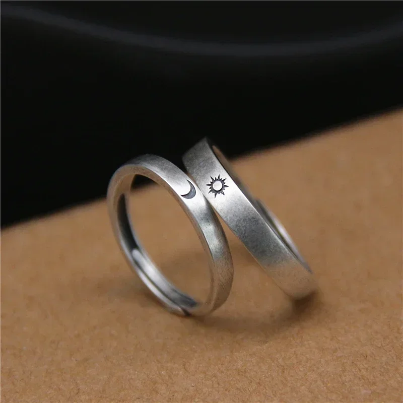 Sun Moon Couple Rings Set Open Adjustable Ring Eachother Lovers Minimalist ring gift Engagement Wedding Rings Bride Jewlery 2